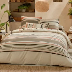 TRADI LINGE Housse de couette coton lavé (260 x 240 cm) Hugo Corail Orange
