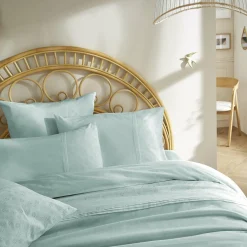 L'EFFET PAPILLON Housse de couette dentelle coton (260 x 240 cm) Jeanne Bleu clair Outlet