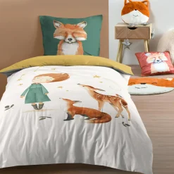 STOF Housse de couette enfant et une taie d'oreiller en coton (140 x 200 cm) Ferdinand Multicolore Outlet