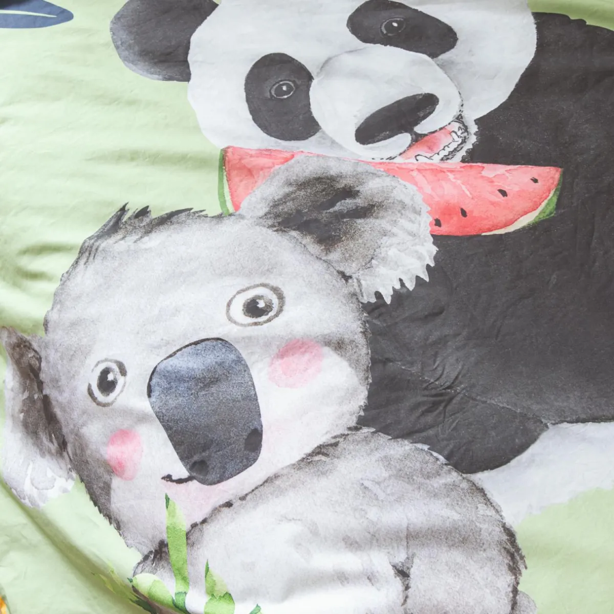 TRADILINGE Housse de couette enfant percale de coton (200 x 200 cm) Panda e Vert Discount