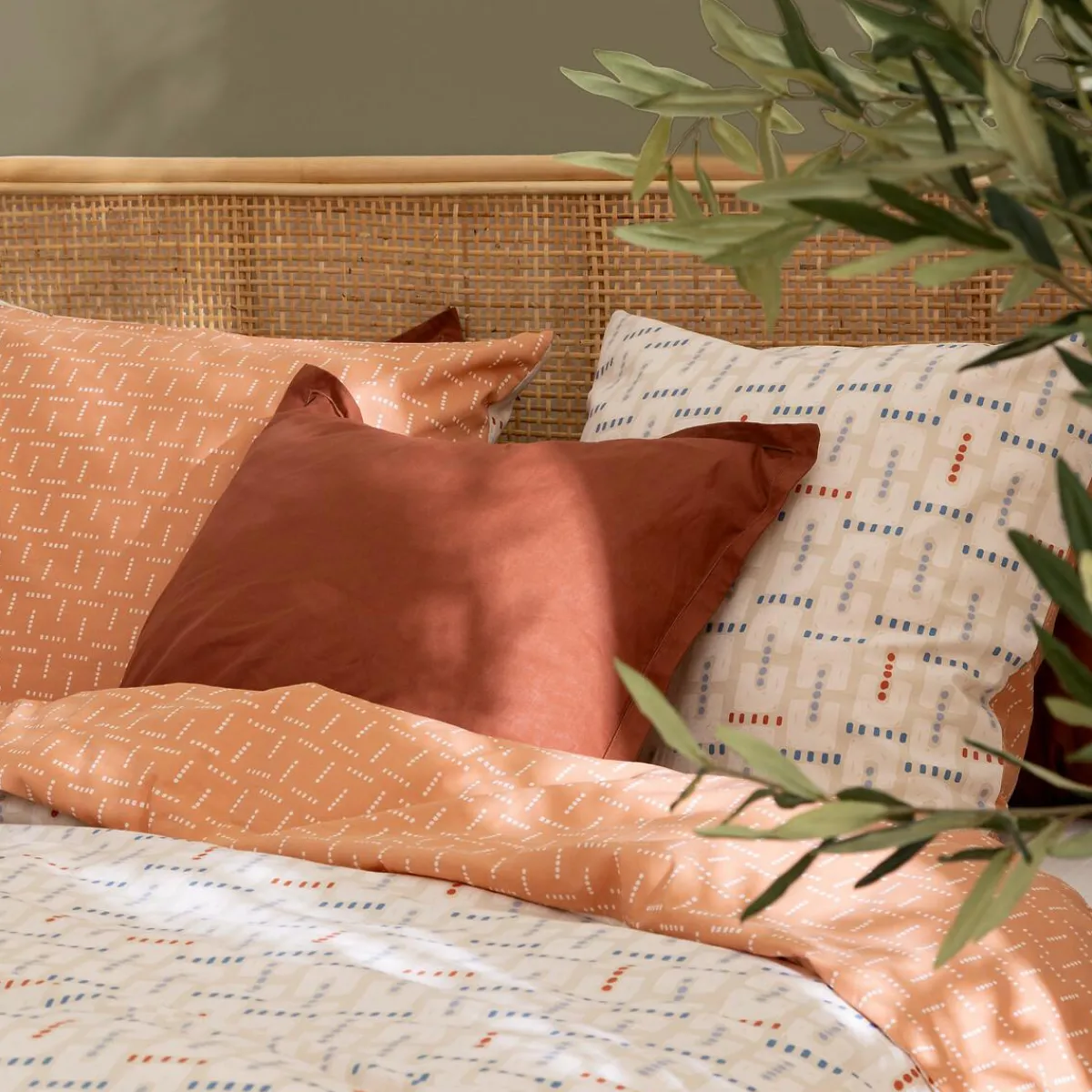 Atmosphera, cru017dateur d'intu017drieur Housse de couette et deux taies coton (240 x 220 cm) Posei Multicolore Discount