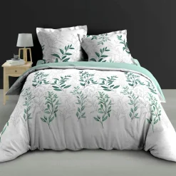 douceur d'intu017drieur Housse de couette et deux taies d'oreiller percale de coton (260 x 240 cm) Wendy e Vert Best
