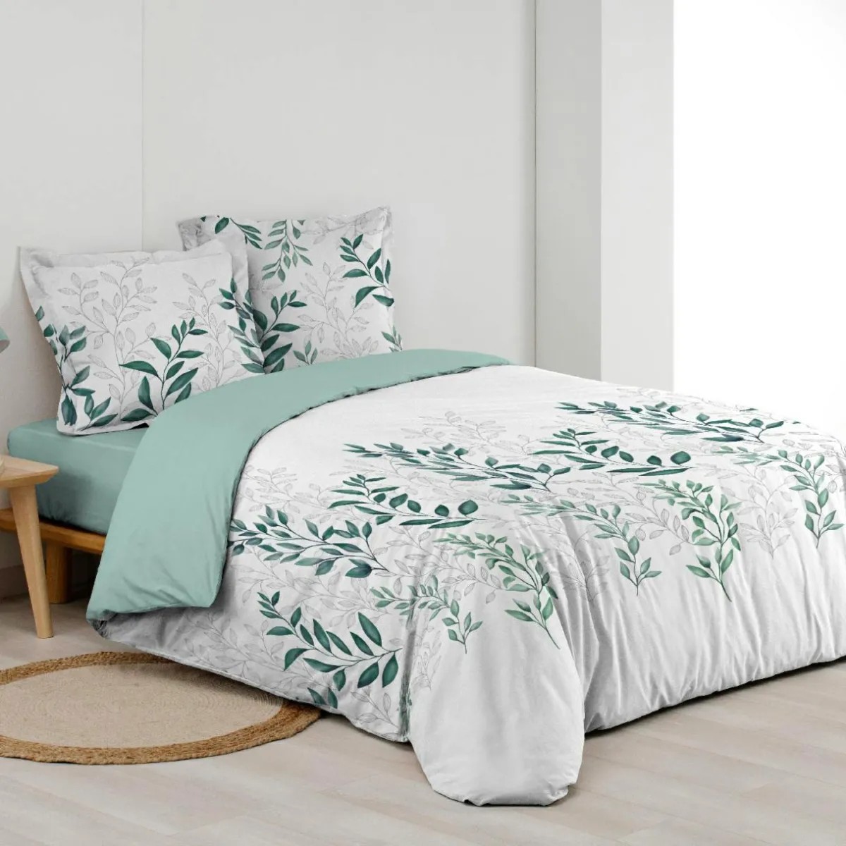 douceur d'intu017drieur Housse de couette et deux taies d'oreiller percale de coton (260 x 240 cm) Wendy e Vert Best