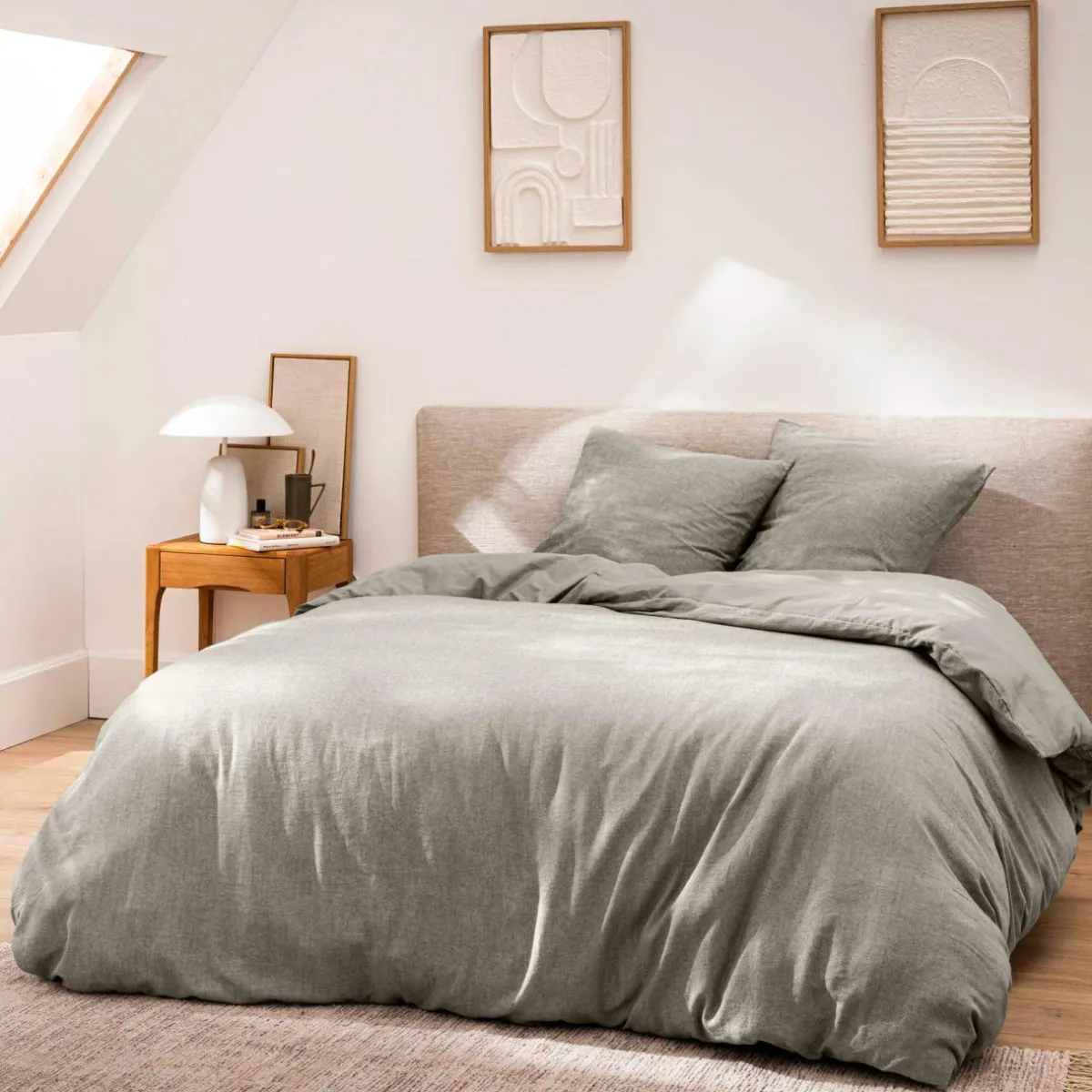 douceur d'intu017drieur Housse de couette et deux taies d'oreiller coton (240 x 220 cm) Meline Gris Anthracite Outlet