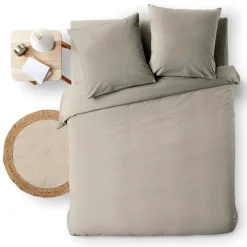 douceur d'intu017drieur Housse de couette et deux taies d'oreiller coton (240 x 220 cm) Meline Gris Anthracite Outlet