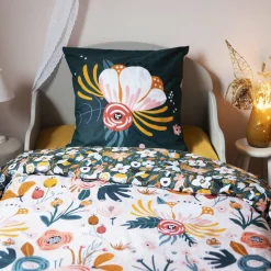 L'EFFET PAPILLON Housse de couette et deux taies enfant coton (200 x 200 cm) Champetre Multicolore New