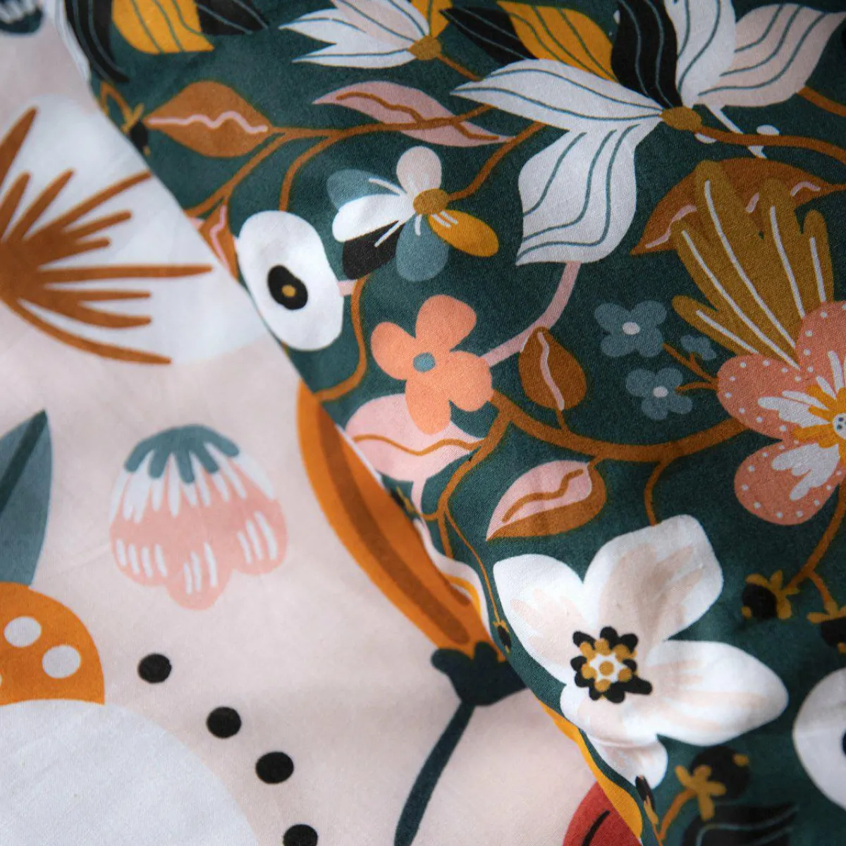L'EFFET PAPILLON Housse de couette et deux taies enfant coton (200 x 200 cm) Champetre Multicolore New