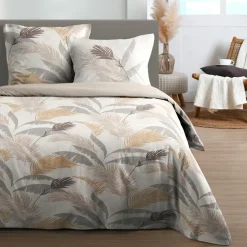 STOF Housse de couette et deux taies d'oreiller en coton (240 x 220 cm) Numa Ecru Discount