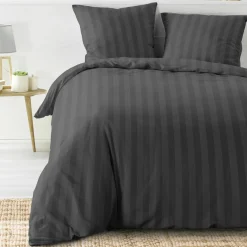 douceur d'intu017drieur Housse de couette et deux taies microfibre (240 x 220 cm) Cleo Gris Anthracite