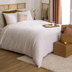 ATMOSPHERA Housse de couette et deux taies polycoton (260 x 240 cm) Irhia he Blanc Clearance