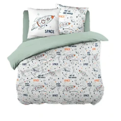 l'Effet Papillon Housse de couette et deux taies enfant coton (200 x 200 cm) Galaxie he Blanc Best