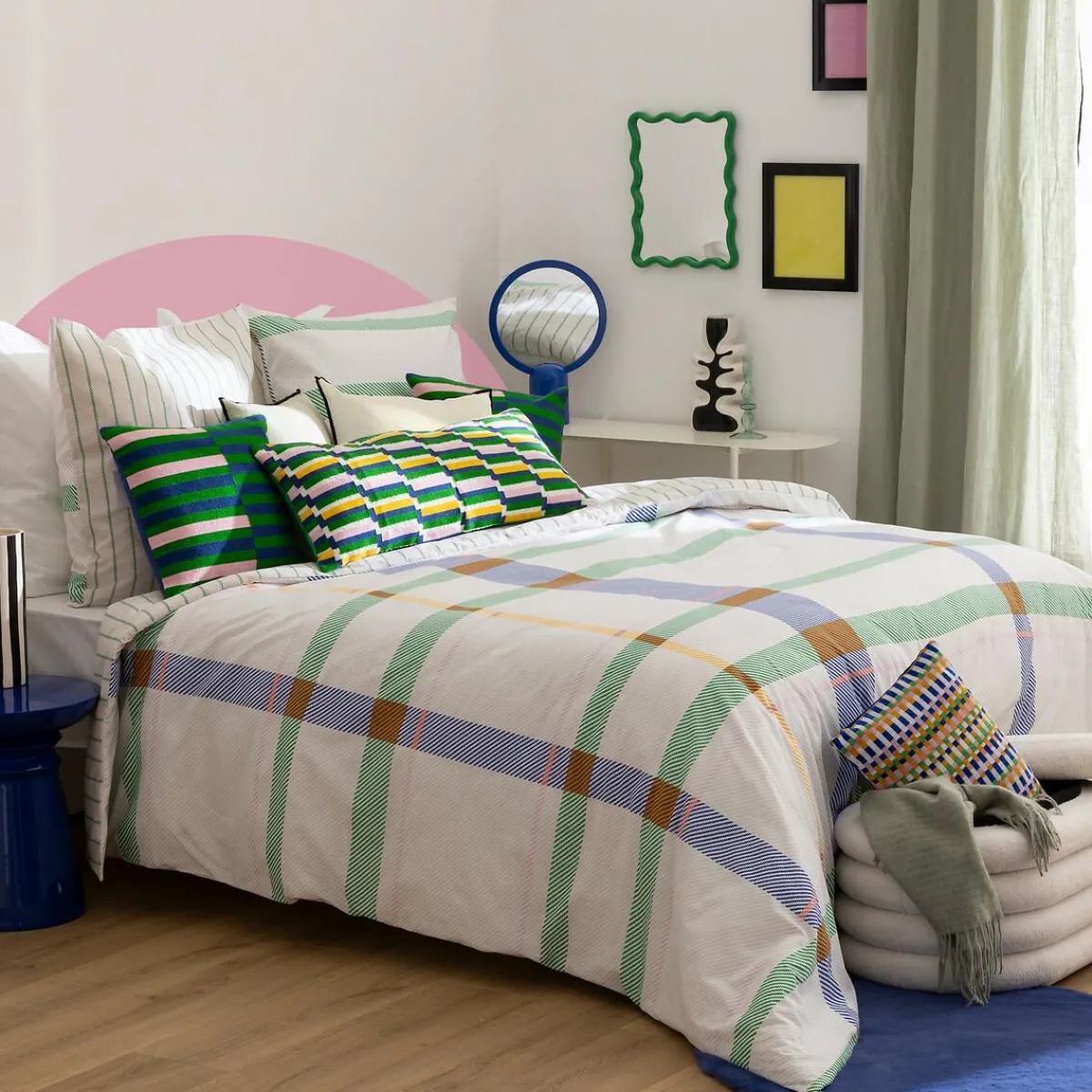 Atmosphera, cru017dateur d'intu017drieur Housse de couette et deux taies coton (240 x 220 cm) Ritchi Multicolore Outlet