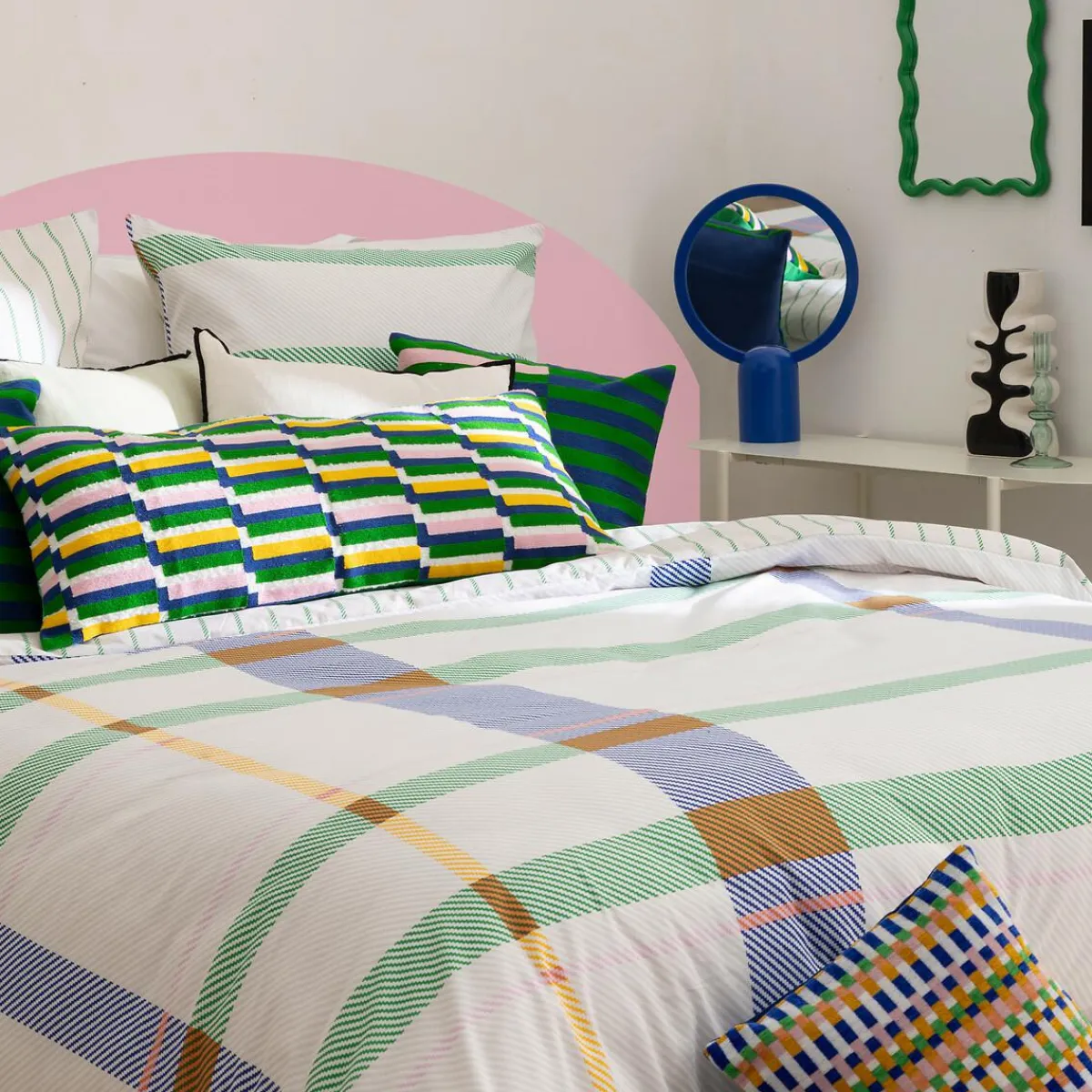 Atmosphera, cru017dateur d'intu017drieur Housse de couette et deux taies coton (240 x 220 cm) Ritchi Multicolore Outlet