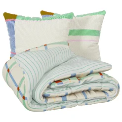 Atmosphera, cru017dateur d'intu017drieur Housse de couette et deux taies coton (240 x 220 cm) Ritchi Multicolore Outlet