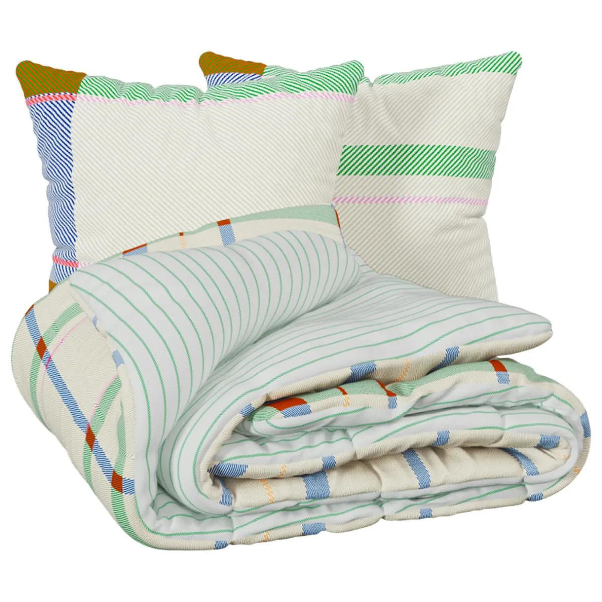 Atmosphera, cru017dateur d'intu017drieur Housse de couette et deux taies coton (240 x 220 cm) Ritchi Multicolore Outlet