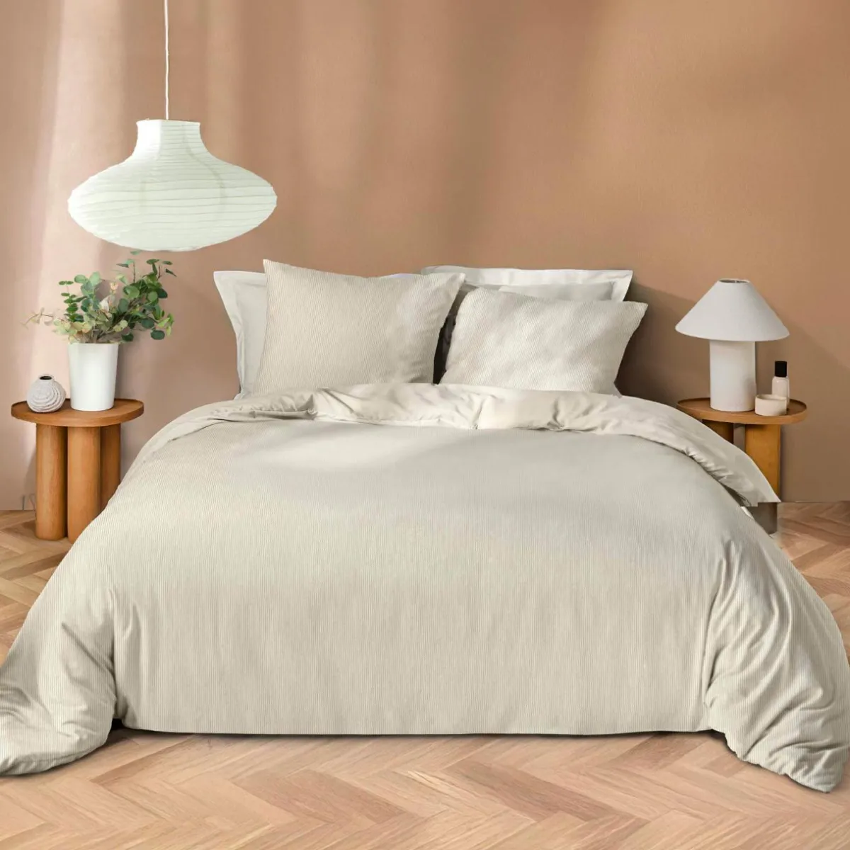 douceur d'intu017drieur Housse de couette et deux taies d'oreiller microfibre (240 x 220 cm) Azura Beige Hot