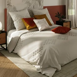 ATMOSPHERA Housse de couette et deux taies coton lavé (240 x 220 cm) Moura Ecru Sale