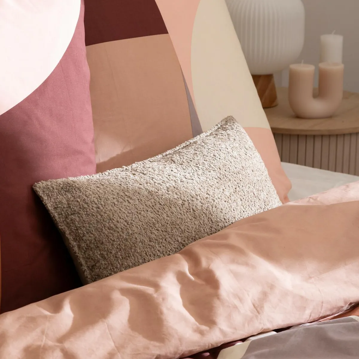 Atmosphera, cru017dateur d'intu017drieur Housse de couette et deux taies percale de coton (260 x 240 cm) Tatia Terracotta Discount