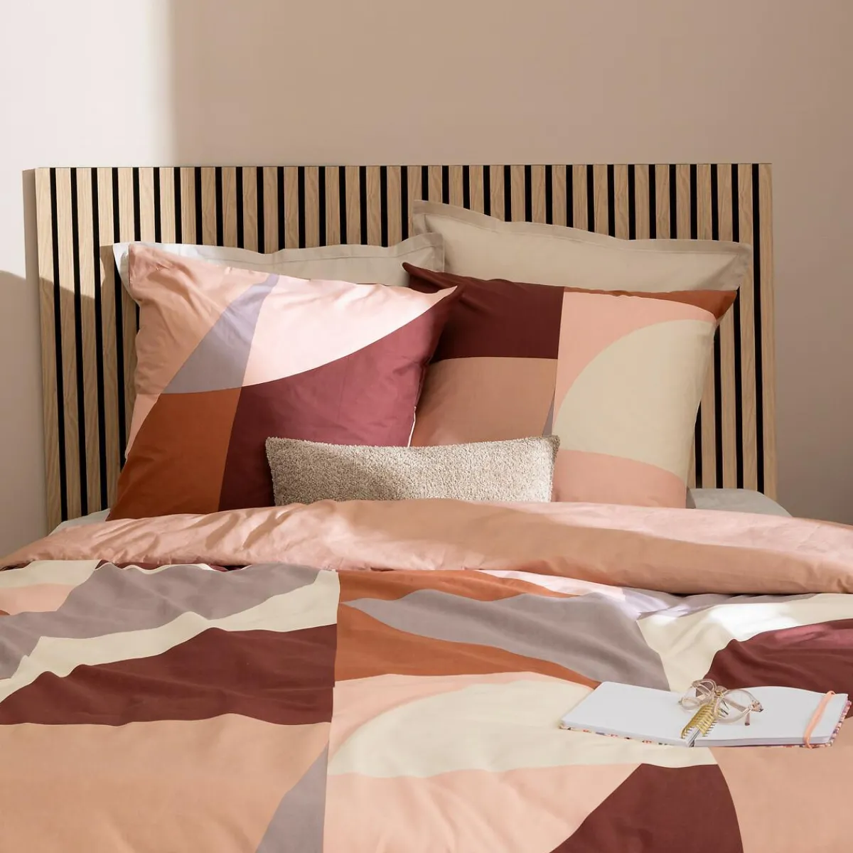 Atmosphera, cru017dateur d'intu017drieur Housse de couette et deux taies percale de coton (260 x 240 cm) Tatia Terracotta Discount
