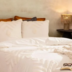 Atmosphera, cru017dateur d'intu017drieur Housse de couette et deux taies coton lavé (240 x 220 cm) Inu Ecru Sale