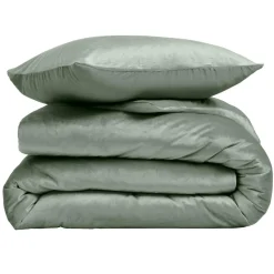 douceur d'intu017drieur Housse de couette et deux taies d'oreiller velours (240 x 220 cm) Velina cèdre Vert New