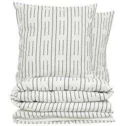 Atmosphera, cru017dateur d'intu017drieur Housse de couette et deux taies coton (260 x 240 cm) Dobby Grise Blanc New