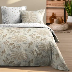STOF Housse de couette et deux taies d'oreiller en coton (260 x 240 cm) Dabali Ecru Outlet