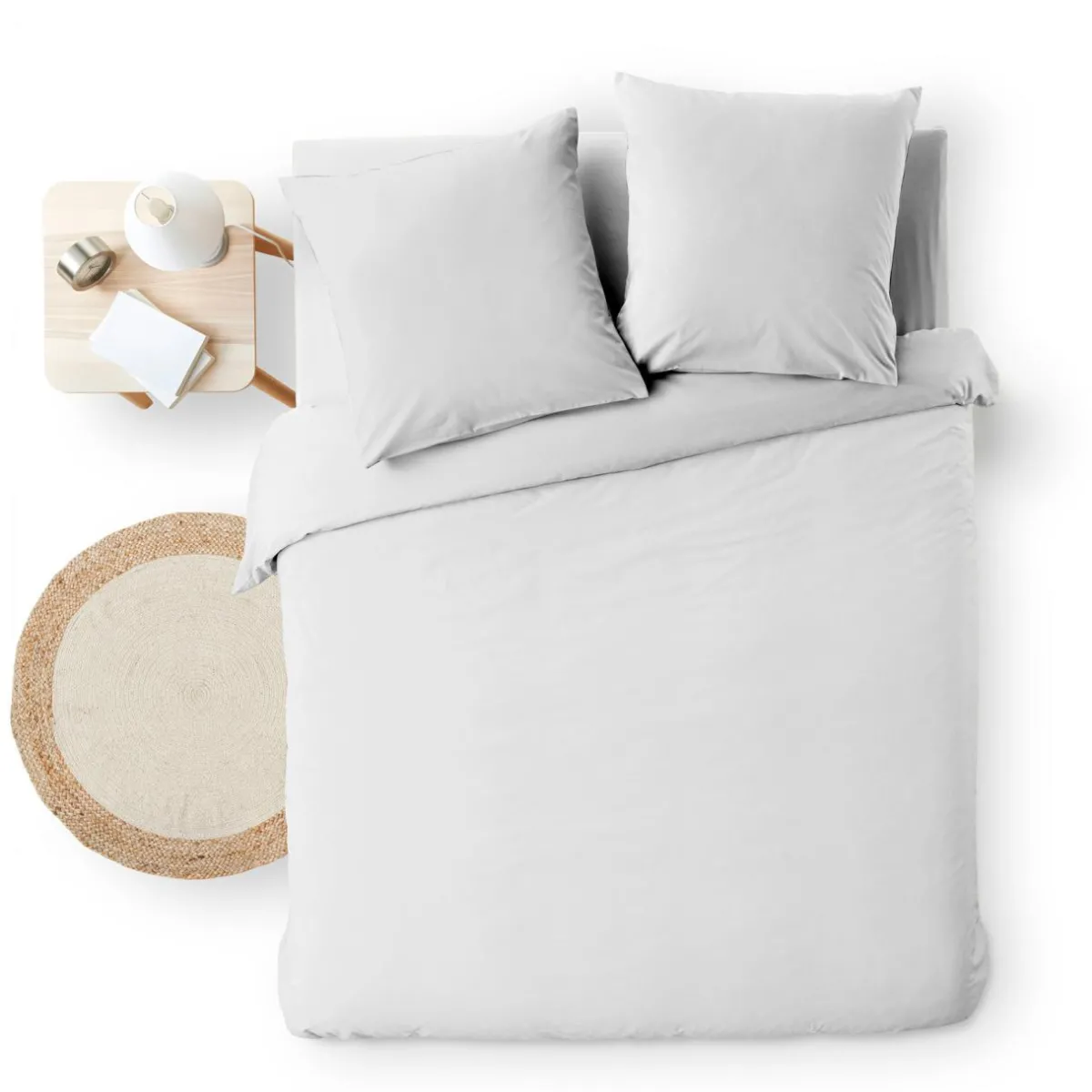 douceur d'intu017drieur Housse de couette et deux taies d'oreiller coton (240 x 220 cm) Meline Blanc Online