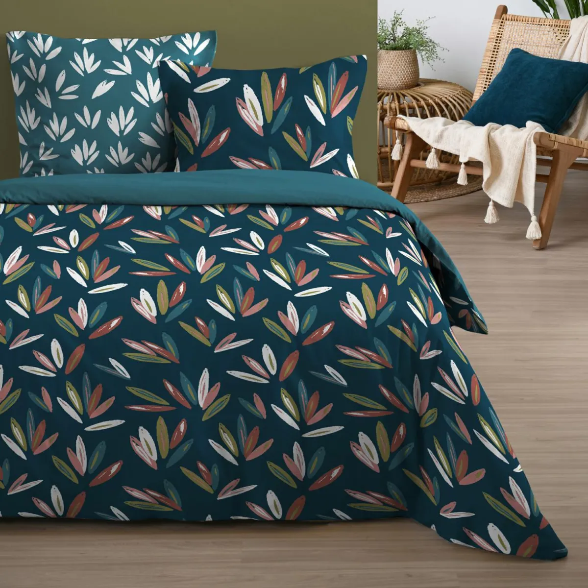 STOF Housse de couette et deux taies coton (240 x 220 cm) Waldo Multicolore Outlet
