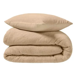 douceur d'intu017drieur Housse de couette et deux taies d'oreiller bouclette (240 x 220 cm) Helena sable Beige New