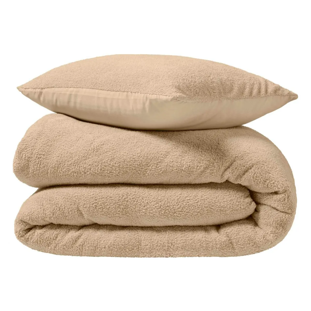 douceur d'intu017drieur Housse de couette et deux taies d'oreiller bouclette (240 x 220 cm) Helena sable Beige New