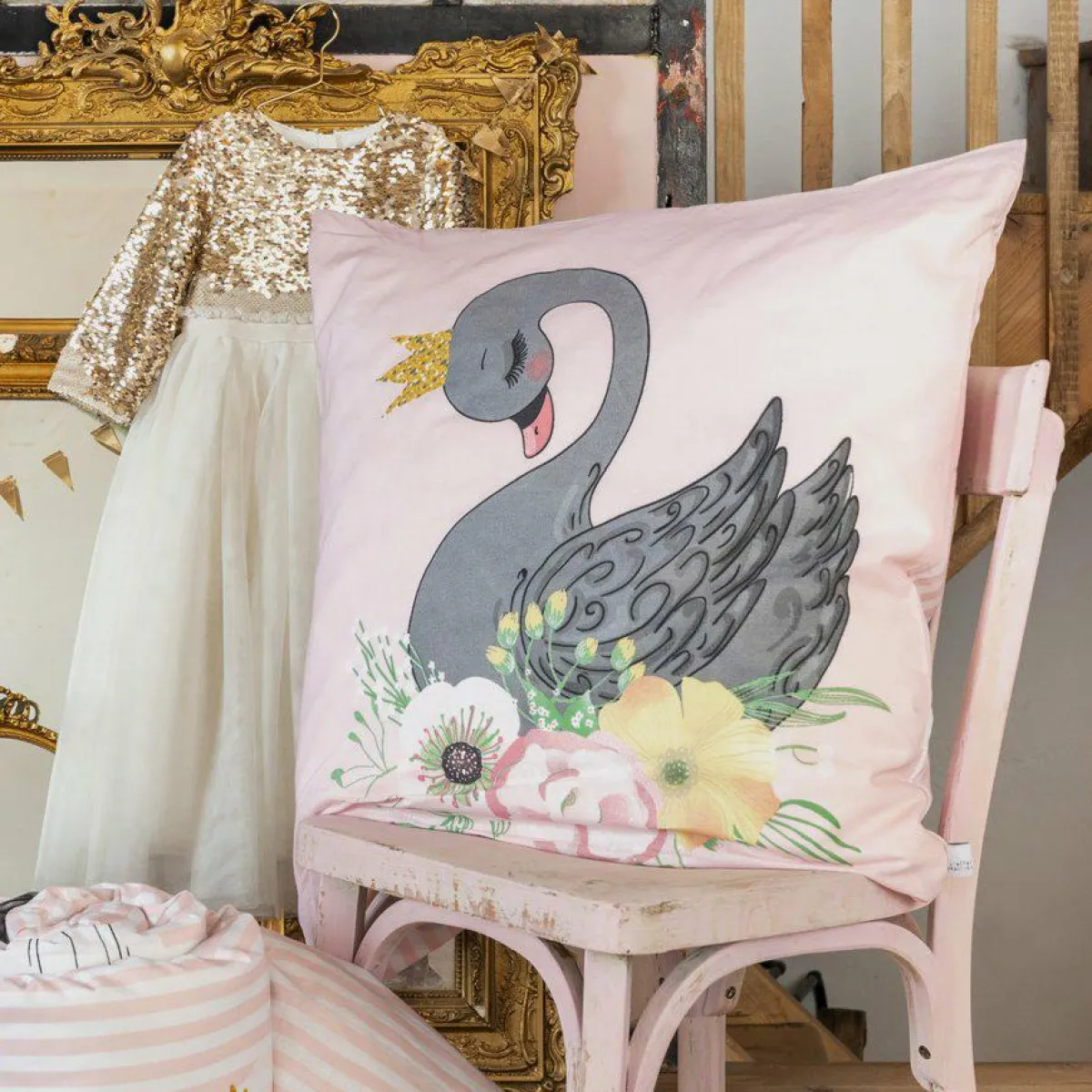 L'EFFET PAPILLON Housse de couette et deux taies enfant coton (200 x 200 cm) Mon étoile Rose Best