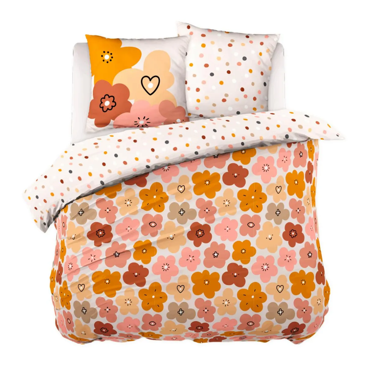 l'Effet Papillon Housse de couette et deux taies enfant coton (200 x 200 cm) Barbotine Multicolore Outlet