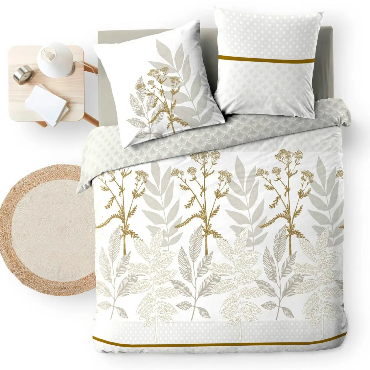 douceur d'intu017drieur Housse de couette et deux taies d'oreiller en coton (240 x 220 cm) Raoni Beige Clearance