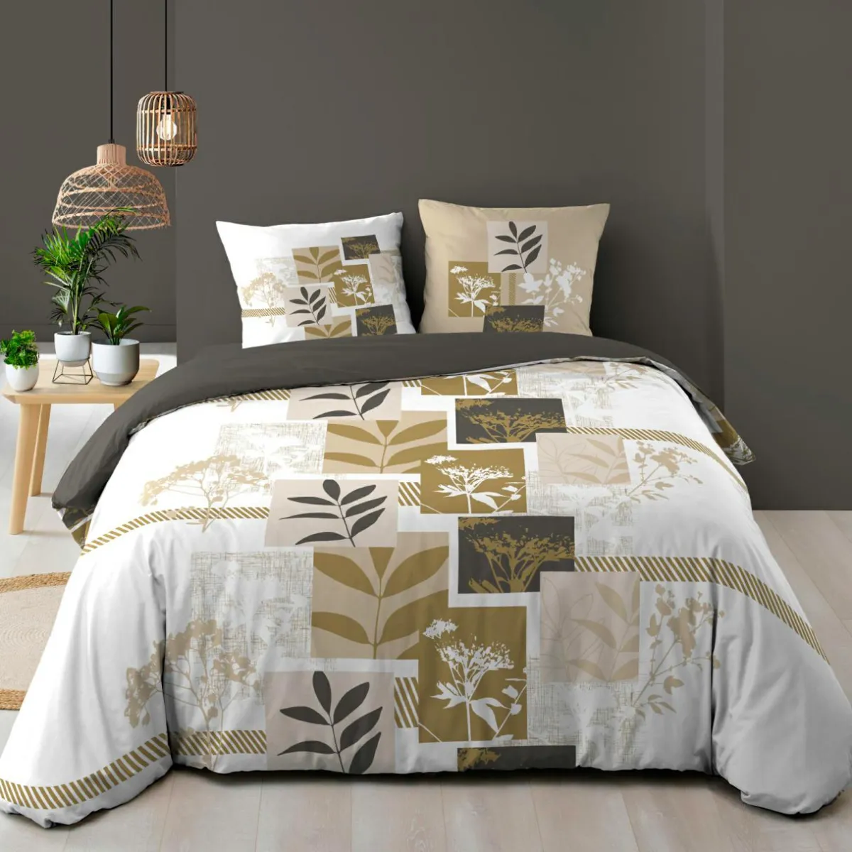 douceur d'intu017drieur Housse de couette et deux taies d'oreiller en coton (240 x 220 cm) Utopia Beige Online