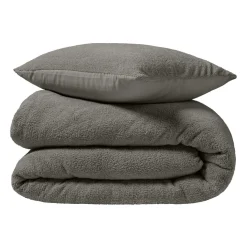 douceur d'intu017drieur Housse de couette et deux taies d'oreiller bouclette (240 x 220 cm) Helena Gris Anthracite Discount