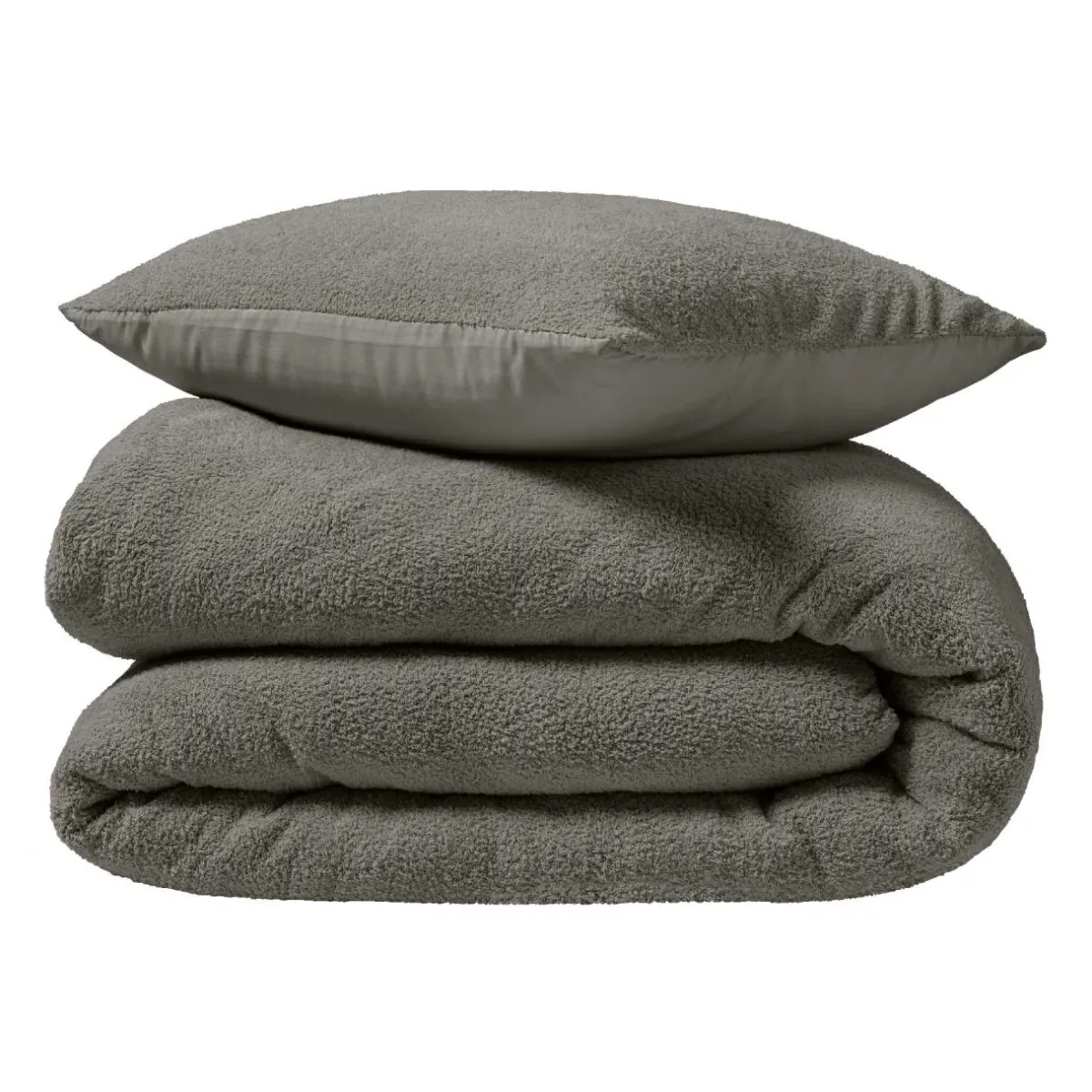 douceur d'intu017drieur Housse de couette et deux taies d'oreiller bouclette (240 x 220 cm) Helena Gris Anthracite Discount