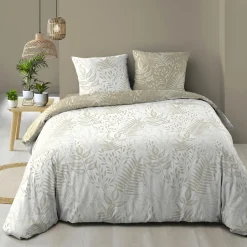 DOUCEUR D'INTERIEUR Housse de couette et deux taies coton (260 x 240 cm) Cassia Beige Outlet