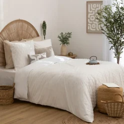 Atmosphera, cru017dateur d'intu017drieur Housse de couette et deux taies microfibre (260 x 240 cm) Edie he Blanc