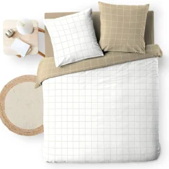 douceur d'intu017drieur Housse de couette et deux taies d'oreiller en coton (260 x 240 cm) Cadria Blanc Hot
