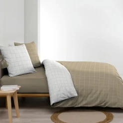 douceur d'intu017drieur Housse de couette et deux taies d'oreiller en coton (260 x 240 cm) Cadria Blanc Hot