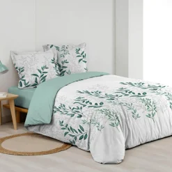 douceur d'intu017drieur Housse de couette et deux taies d'oreiller percale de coton (240 x 220 cm) Wendy e Vert Sale