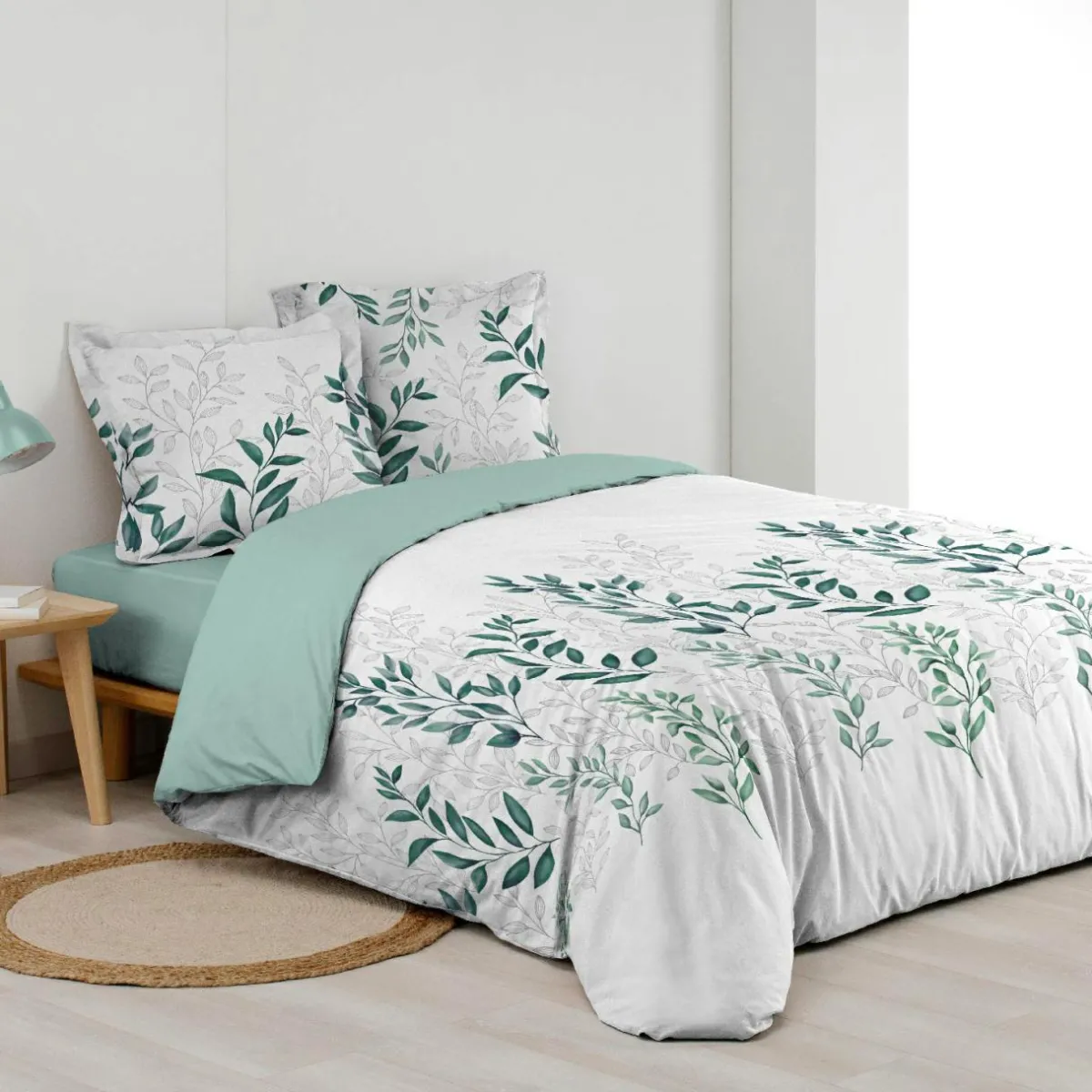 douceur d'intu017drieur Housse de couette et deux taies d'oreiller percale de coton (240 x 220 cm) Wendy e Vert Sale