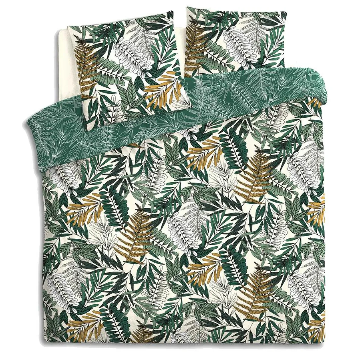 ATMOSPHERA Housse de couette et deux taies coton (240 x 220 cm) Tropik e Vert Clearance