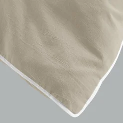 DOUCEUR D'INTERIEUR Housse de couette et deux taies coton lavé (240 x 220 cm) Linette Beige Discount