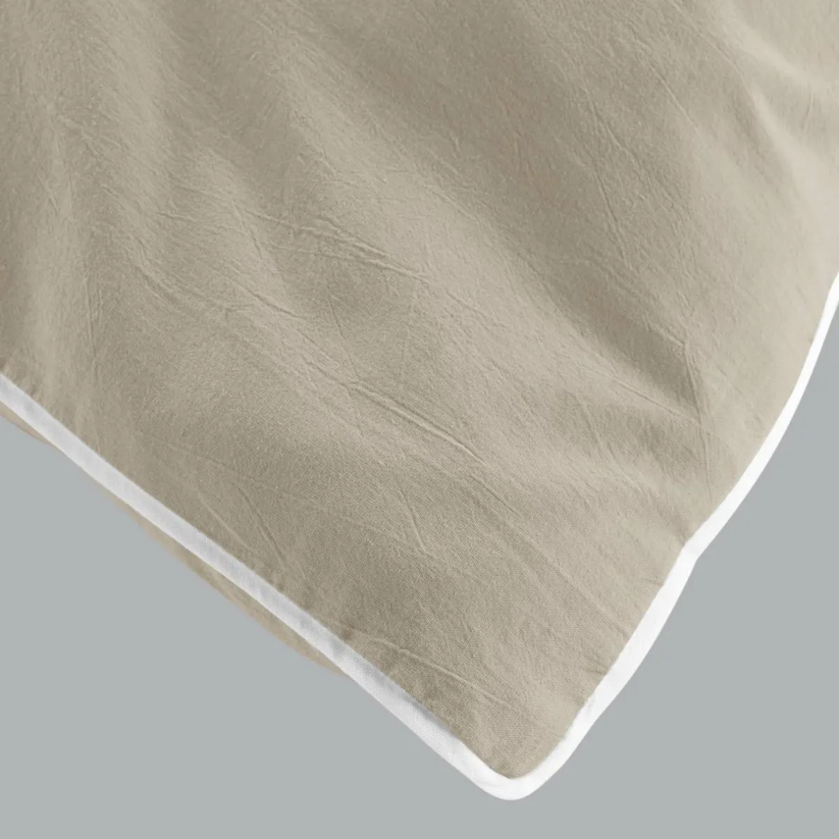 DOUCEUR D'INTERIEUR Housse de couette et deux taies coton lavé (240 x 220 cm) Linette Beige Discount