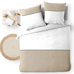 douceur d'intu017drieur Housse de couette et deux taies d'oreiller coton (240 x 220 cm) Gabrielle Beige Clearance