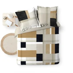 douceur d'intu017drieur Housse de couette et deux taies percale de coton (240 x 220 cm) Ulysse Multicolore New