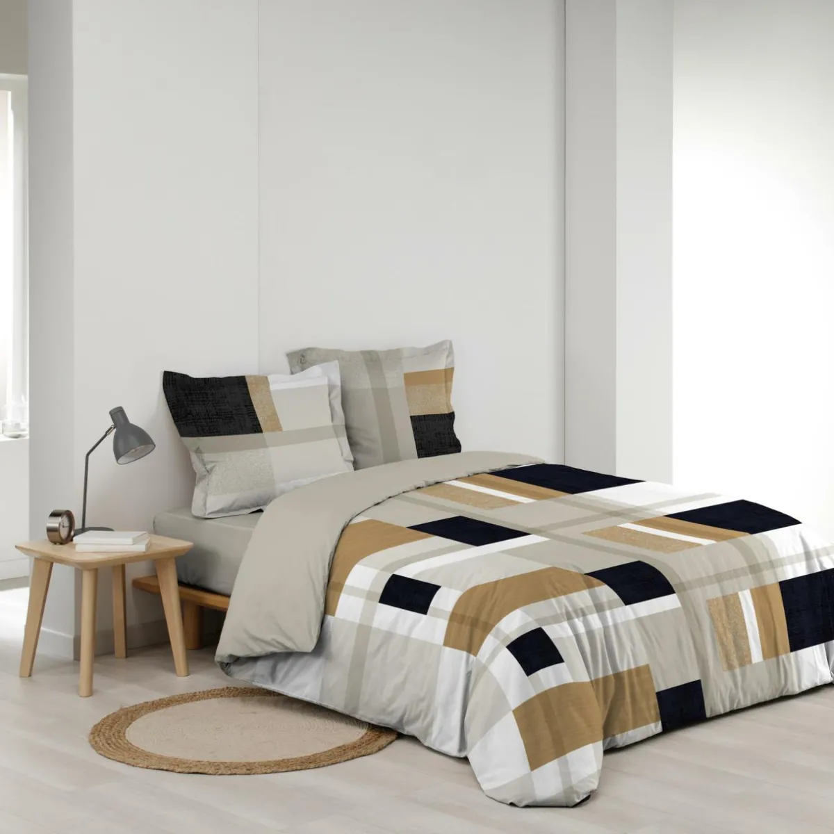 douceur d'intu017drieur Housse de couette et deux taies percale de coton (240 x 220 cm) Ulysse Multicolore New