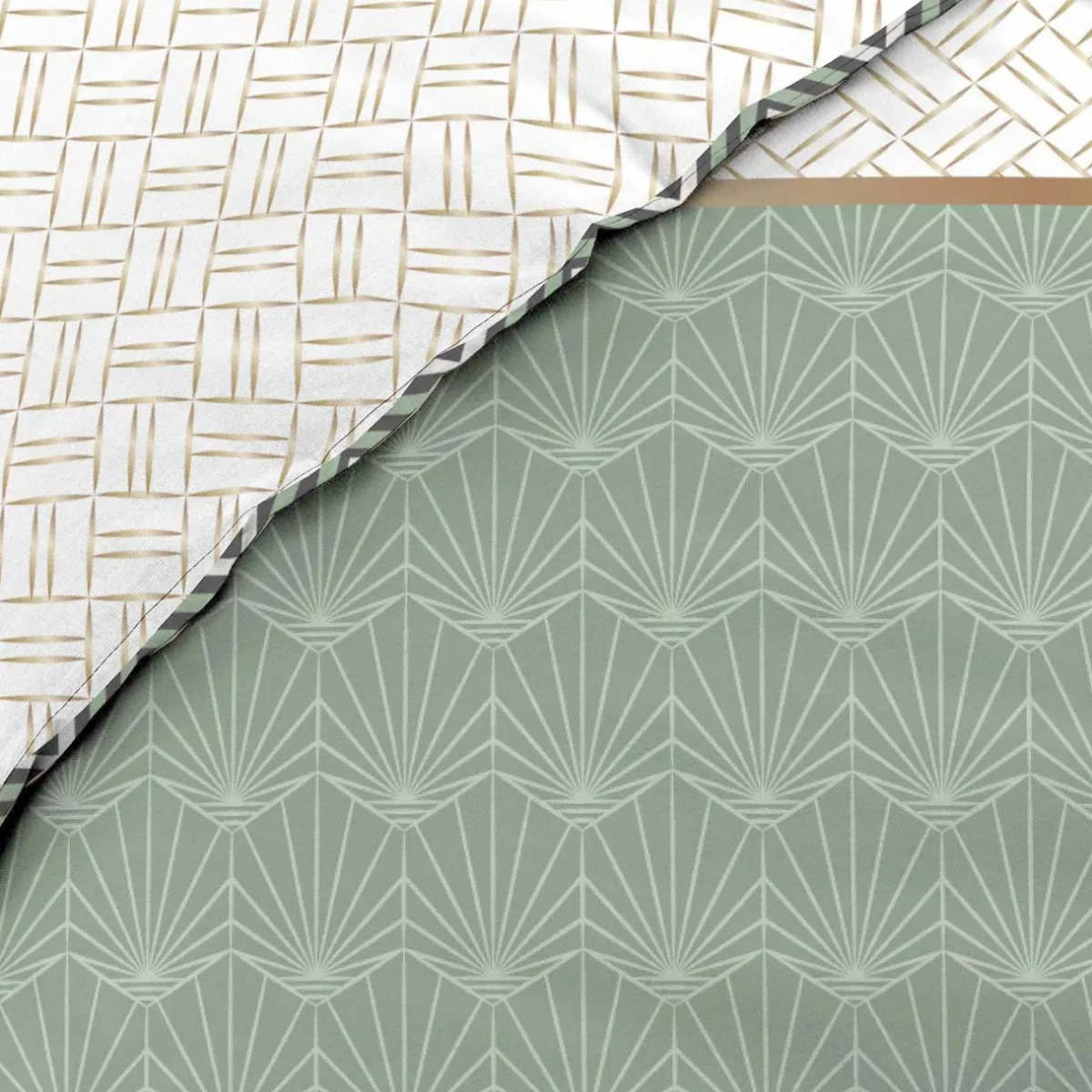 DOUCEUR D'INTERIEUR Housse de couette et deux taies percale de coton (240 x 220 cm) Belor e Vert Outlet